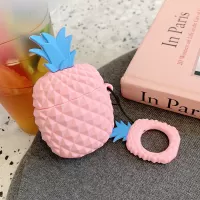 Shockproof Fruit-shaped Earphone Protective Silicone Case Cover for Apple AirPods with Wireless Charging Case (2019) / AirPods with Charging Case (2019) (2016) - Pink Pineapple