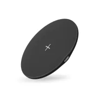 W61 Round Shape Fast Charging Mat Desktop Non-slip Wireless Charger Pad for iPhone Samsung Huawei - Black