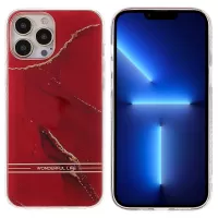 For iPhone 13 Pro 6.1 inch Lacquered IMD Workmanship Marble Pattern Phone Case TPU + Acrylic Hybrid Cover - Red