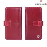 PIERRE CARDIN Genuine Leather Cover with Multiple Wallet Card Slots for iPhone SE (2nd Generation)/8/7 - Red