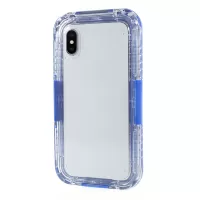 Plastic + TPU Hybrid Waterproof Case with Wrist Strap for iPhone X/XS 5.8 inch - Blue