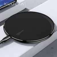 KUULAA KL-CD16 10W Max Fast Charging Pad Qi Wireless Charger for iPhone 12 11 Pro X XR XS Samsung S10 S9 S8 - Black