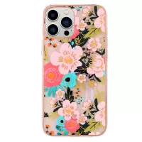 For iPhone 13 Pro Max 6.7 inch Aurora Effect Flower Pattern Anti-scratch Soft TPU Cover Electroplating IMD Phone Case - Black/Red