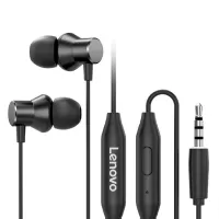 LENOVO HF130 3.5mm In-ear Wired Earphone Heavy Subwoofer Driver Stereo Earbuds Sports Earphone with Mic - Black