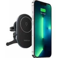 MOMAX Q.MAG MOUNT2 CM19 15W Car Wireless Charger Phone Stand Rotating Air Vent Mount Smart Charger Mini Magnetic Charging Phone Holder - Black