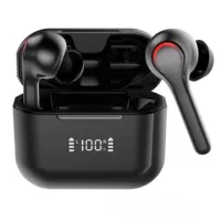 TWS A6 Wireless Earphones with LED Charging Case - Black