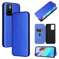 Xiaomi Redmi 10/10 Prime Flip Case - Carbon Fiber - Blue