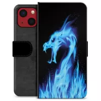 iPhone 13 Mini Premium Wallet Case - Blue Fire Dragon