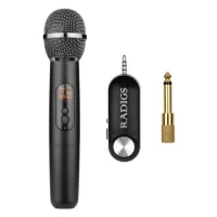 UHF Wireless Microphone System with Handheld Transmitter Receiver 500-950MHz 3.5mm Plug with 6.35mm Adapter