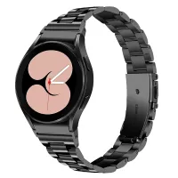 For Samsung Galaxy Watch4 Active 40mm/44mm / Watch4 Classic 42mm/46mm Business Casual Narrow Type Replacement Strap 3 Beads Stainless Steel Wrist Band - Black