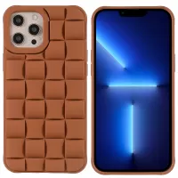 For iPhone 13 Pro 6.1 inch Mobile Phone Case Silicone Rubberized Shockproof 3D Grid Textured Phone Cover - Brown