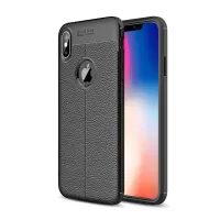 Litchi Skin Soft TPU Protection Case for iPhone XS Max 6.5 inch - Black