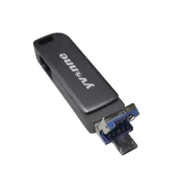 yvonne Y40D USB3.0 High Speed Rotating 128GB USB Type-C Micro USB Three Ports OTG Flash Drive for Mobile Phone/PC/Laptop Black