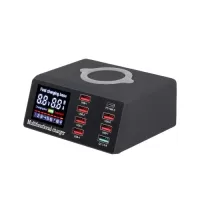 X9 8 Port Wireless USB Charger Quick Charge PD+QC3.0+USB Port Charge Station with LED Display  for Phone/Laptop/Tablet
