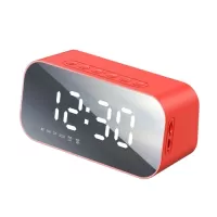 Portable Wireless BT Speaker Mirror Table Decoration Electronic Clock LED Display Temperature FM Radio Subwoofer Music Player Alarm Clock