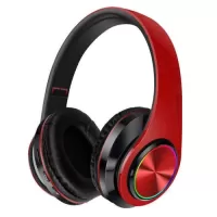 Foldable BT 5.0 Headset Wireless&Wired Headset with Breathing Light Support TF Card Playing Stretchable Headband, Black