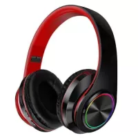 Foldable BT 5.0 Headset Wireless&Wired Headset with Breathing Light Support TF Card Playing Stretchable Headband, Black