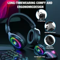 ONIKUMA X10 Wired Headphones Surround Sound Stereo Headsets Over-ear Game Headphone with Noise Cancelling Mic RGB Lights for Computer Gamer
