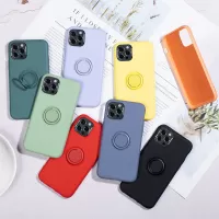 Bakeey for iPhone 12 Pro / 12 Case Candy Color with Ring Holder Shockproof Soft Liquid Silicone Protective Case Back Cov