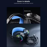 OVLENG GT68 Wired Headset Head-Mounted Earphone 3.5MM USB Interface LED RGB Light Computer Gaming Stereo Road Gaming Wired Headphone With 95° Pointing Microphone