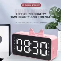Q9 BT Clock Digital Speaker Mirror Alarm Clock LED Screen FM Radio Support 32GB TF Card Music Playing with USB Charging Cable