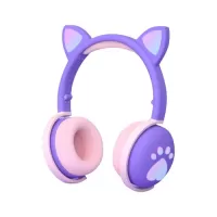 BK1 BT Wireless Headphones RGB Glowing Lights Cute LED Cat Ear Paw Girls Gift Kids Headset Wireless Stereo Bass 3.5mm Plug With Mic