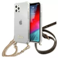 Guess Script & Chain iPhone 12/12 Pro Case - Transparent / Gold