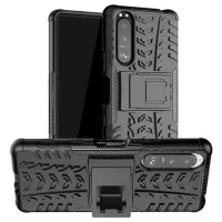 Anti-Slip Sony Xperia 5 III Hybrid Case with Stand - Black