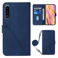 Line Series Sony Xperia 5 III Wallet Case - Blue