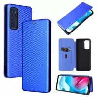 Motorola Moto G60S Flip Case - Carbon Fiber - Blue