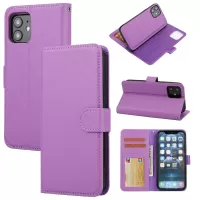 Stylish Cross Texture Leather Wallet Cover + Removable TPU Back Shell for iPhone 11 6.1 inch - Purple