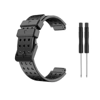 22mm Porous Silicone Watch Strap with Screwdrivers Replacement Watch Band for Men Women Compatible with GARMIN Watch, Black