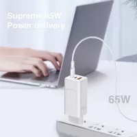 65W USB-C Power Adapter Quick Charger Wall Charger PD Type C Fast Adapter Compatible with iPhone 12 Mini/12 iPad Pro AirPods Pro