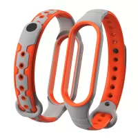 Bi-color Silicone Smart Watch Band Bracelet Wrist Strap Replacement for Xiaomi Mi Band 6 - Grey/Red