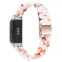 Stylish Oval Resin Smart Watch Band Replacement Wrist Strap with Stainless Steel Buckle for Samsung Galaxy Fit SM-R370 - Nougat Pattern
