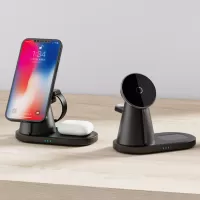 HY05 3-in-1 15W Telescopic Design Phone Magnetic Wireless Charger Desktop Fast Charging Stand for iPhone 12/13 Series iWatch AirPods Pro