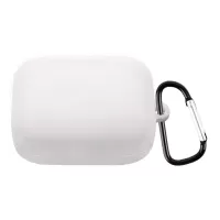 For OnePlus Buds Pro Earphone Charging Box Silicone Case Anti-fall Protective Cover with Carabiner - White