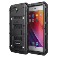 For iPhone 7 Plus 5.5 inch/8 Plus 5.5 inch Shockproof Waterproof Dust-proof Plastic+Metal+Tempered Glass Phone Full-protection Cover Drop-proof Case - Black