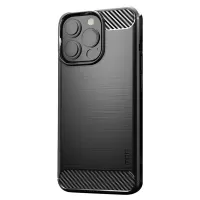 MOFI For iPhone 13 Pro Max 6.7 inch Carbon Fiber Texture Fingerprint-free TPU Case Brushed Phone Cover - Black