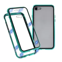 Magnetic Absorption Installation Phone Shell Covering Metal Frame + Dual-sided Tempered Glass Cell Phone Case for iPhone 8/7//SE (2020)/SE (2022) - Green