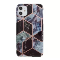 For iPhone 11 6.1 inch Geometric Splicing Marble Pattern IMD TPU Case Cover - Black