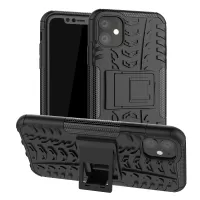 Cool Tyre Pattern PC + TPU Hybrid Case with Kickstand for iPhone 11 6.1 inch - All Black