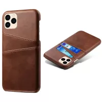 KSQ for iPhone 12 Pro/12 6.1 inch PU Leather Coated Plastic Case, Double Card Slots Design Ultra Slim Protector Shell - Brown