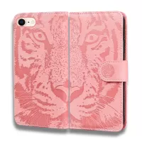 Imprinted Tiger Pattern Stand Leather Wallet Case for iPhone SE (2020)/8/7 4.7 inch/SE (2022) - Pink