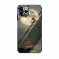 Pattern Printing Tempered Glass + TPU Back Case for iPhone 12 Pro Max 6.7 inch - Moon Picking Man