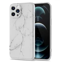 Marble Pattern Printing TPU Phone Cover Case for iPhone 12 Pro - White
