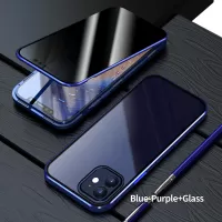 Anti-peep Magnetic Installation Metal Frame Two-sided Tempered Glass Case for iPhone 12 Pro/12 - Blue