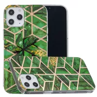 Marble Pattern Rose Gold Electroplating IMD Protective TPU Case for iPhone 12 Pro Max 6.7 inch - Green