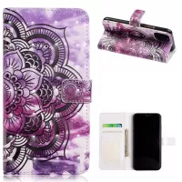 Pattern Printing Leather Wallet Case for iPhone 12 Pro Max Cover - Black Flower