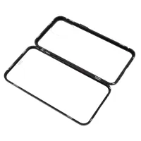 Double-sided Tempered Glass + Magnetic Metal Frame Hybrid Phone Case (Bubble Bag Package) for iPhone 12 Pro Max - Black